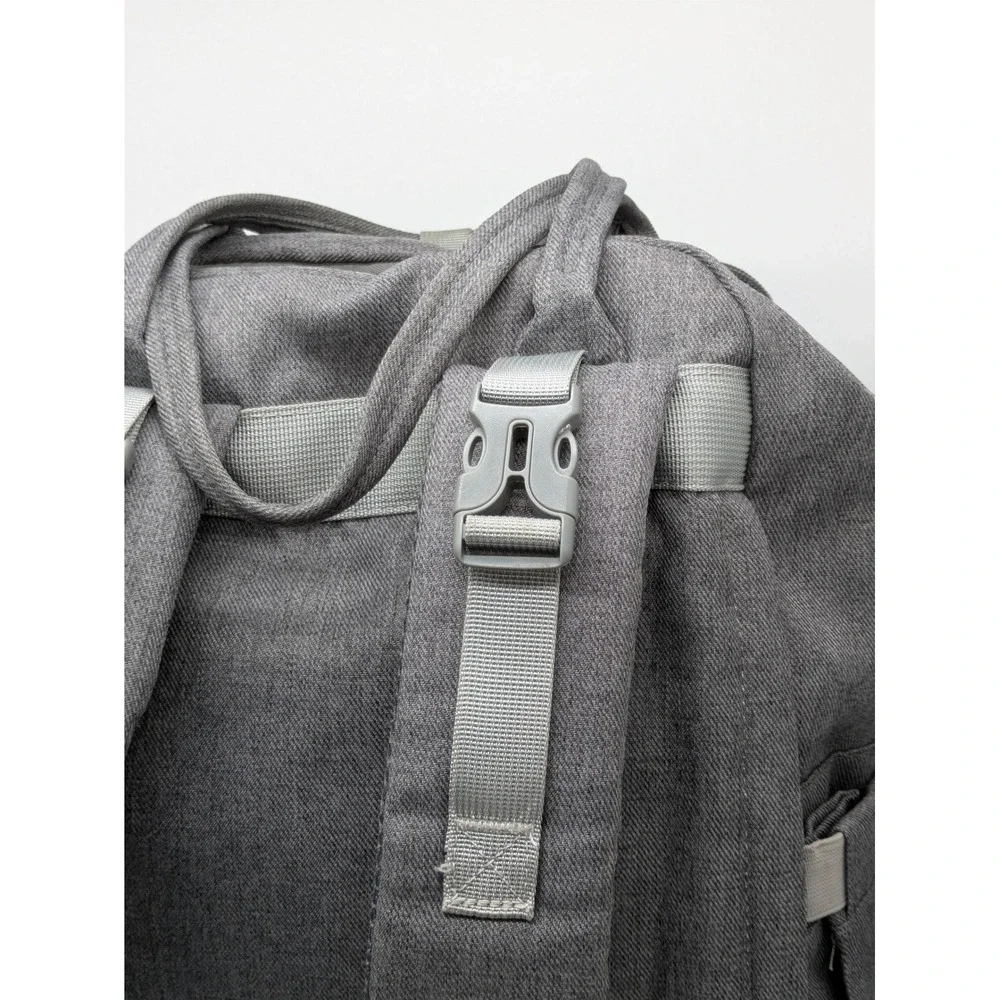 BabbleRoo Gray Diaper Bag Backpack Changing Pad Pacifier Case Multi Pocket Baby